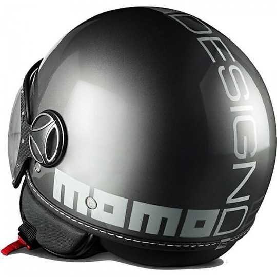Motorcycle Helmet Jet Fighter Model Momo Design Titanium Polished Silver Written
