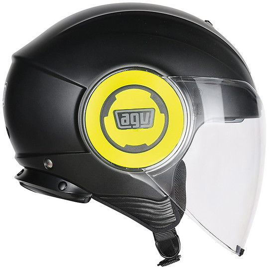 Motorcycle Helmet Jet Fluid Agv 2017 Double Visor Mono Black Yellow Opaque