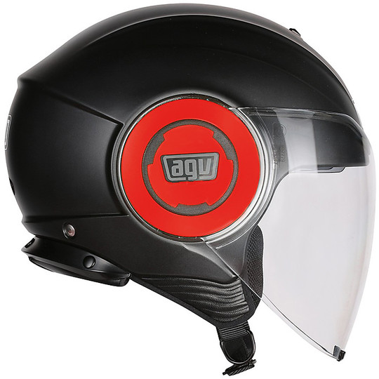 Motorcycle Helmet Jet Fluid Agv Double Visor Mono Black Red Opaque