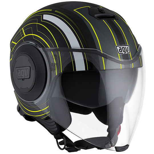 Motorcycle Helmet Jet Fluid Agv Double Visor Multi Chicago Black Yellow Opaque