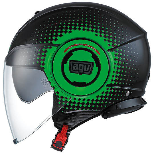 Motorcycle Helmet Jet Fluid Double Visor Agv 2016 New Multi Pix Black Green