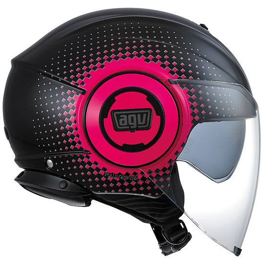 Motorcycle Helmet Jet Fluid Double Visor Agv Multi Pix Black Fuchsia