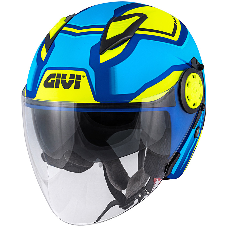 Motorcycle Helmet Jet Givi 12.3 STRATOS Shade Blue Metallic Matt Yellow