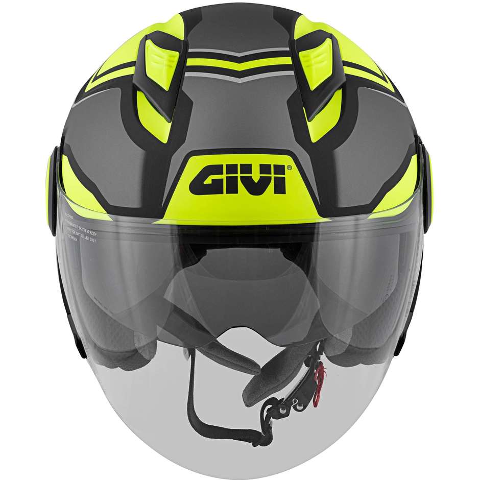 Motorcycle Helmet Jet Givi 12.3 STRATOS Shade Titanium Black Matt Yellow