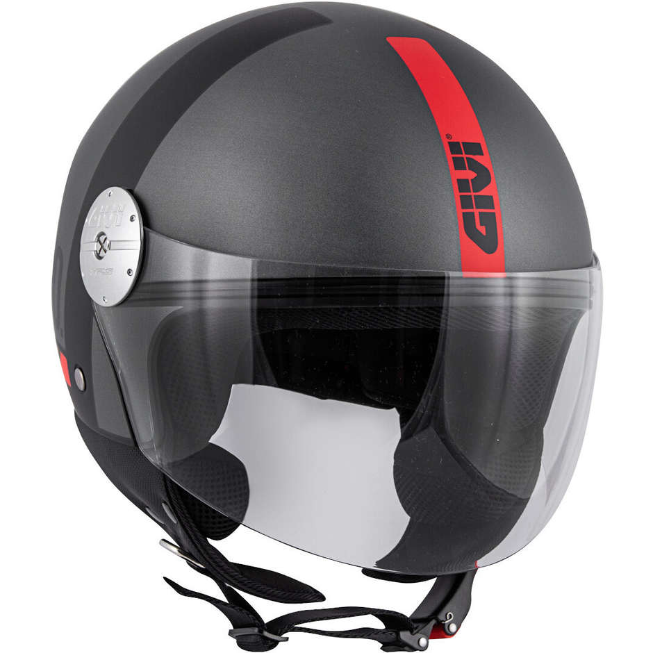Motorcycle Helmet Jet Givi Model 10.7 Mini-J Concept Anthracite Red