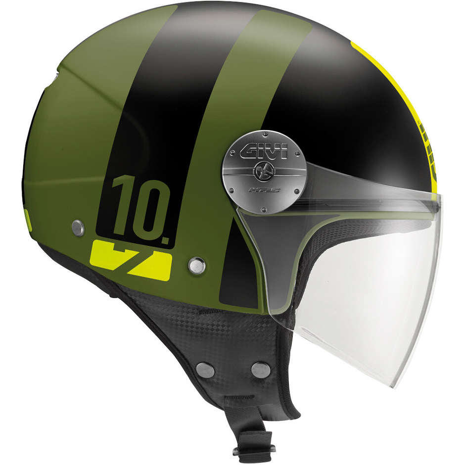 Motorcycle Helmet Jet Givi Model 10.7 Mini-J Concept Matt Black Green