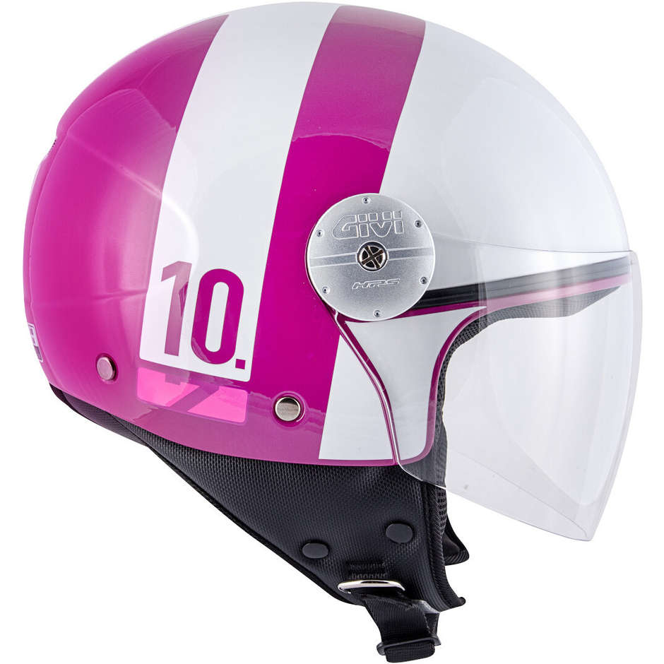 Motorcycle Helmet Jet Givi Model 10.7 Mini-J Concept White Fuchsia