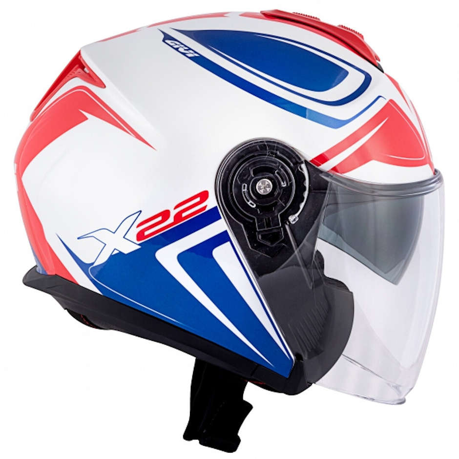 Motorcycle Helmet Jet Givi X.22 Planet Hyper White Red Blue Double Visor