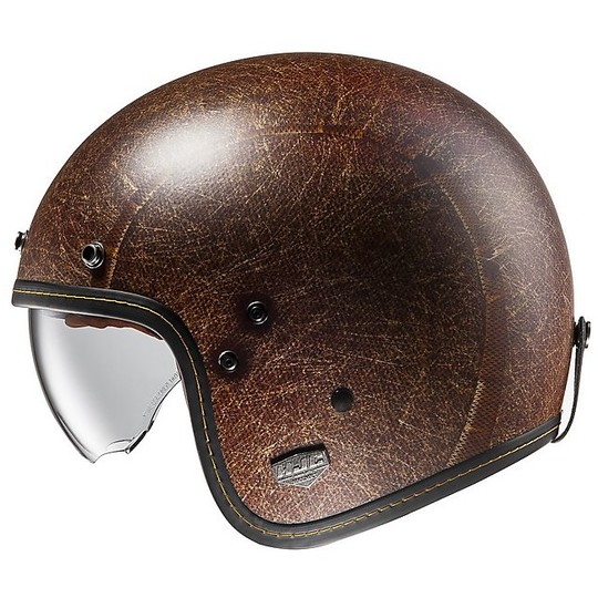Motorcycle Helmet Jet HJC FG-70S Vintage Fiber Semi Matt Brown