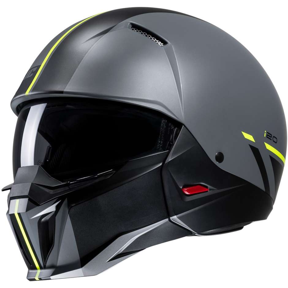Motorcycle Helmet Jet Hjc i20 BATOL MC3HSF Matt Gray Yellow FLuo