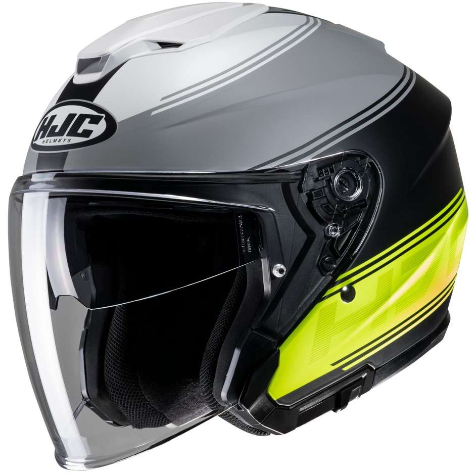 Motorcycle Helmet Jet Hjc i30 VICOM MC3HSF Black Matt Gray Yellow FLuo