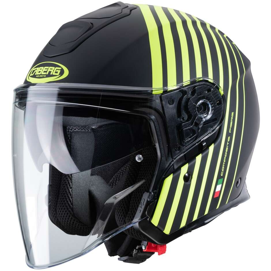 Motorcycle Helmet Jet in Caberg Fiber FLYON BAKARI Matt Black Fluo Yellow