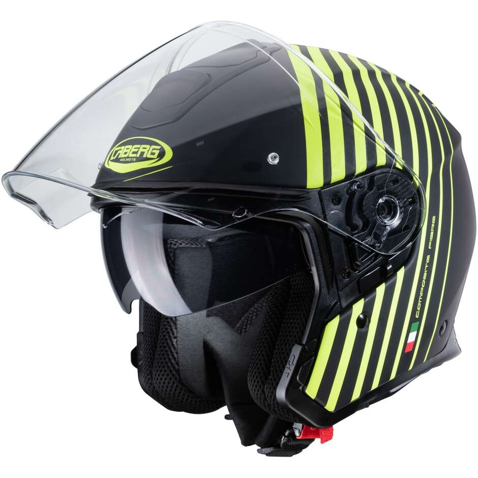Motorcycle Helmet Jet in Caberg Fiber FLYON BAKARI Matt Black Fluo Yellow
