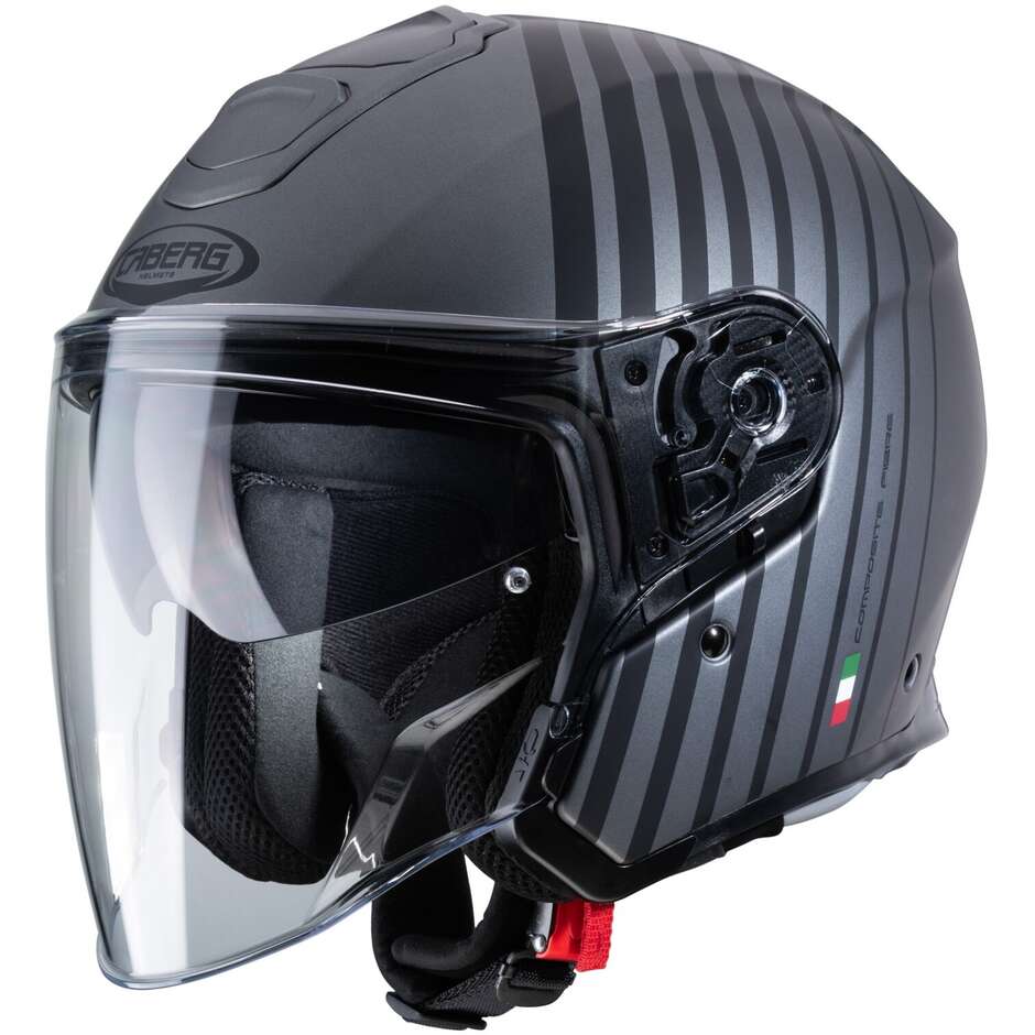 Motorcycle Helmet Jet in Caberg Fiber FLYON BAKARI Matt Gray Black Metal