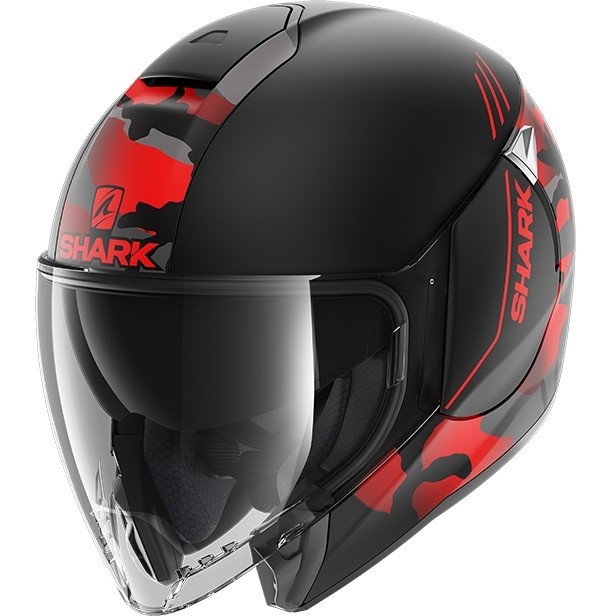 Motorcycle Helmet Jet In Shark CITYCRUISER GENOM Black Red Anthracite Matt