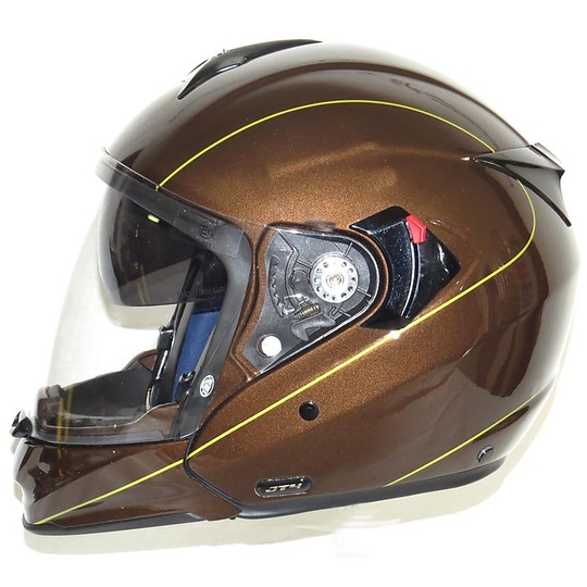 Motorcycle helmet Jet / Integral Premier JT4 Allroad Chin Detachable Metallic Brown For Sale