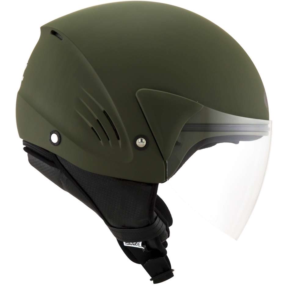 Motorcycle Helmet Jet KYT COUGAR PLAIN ARMY Matt Green