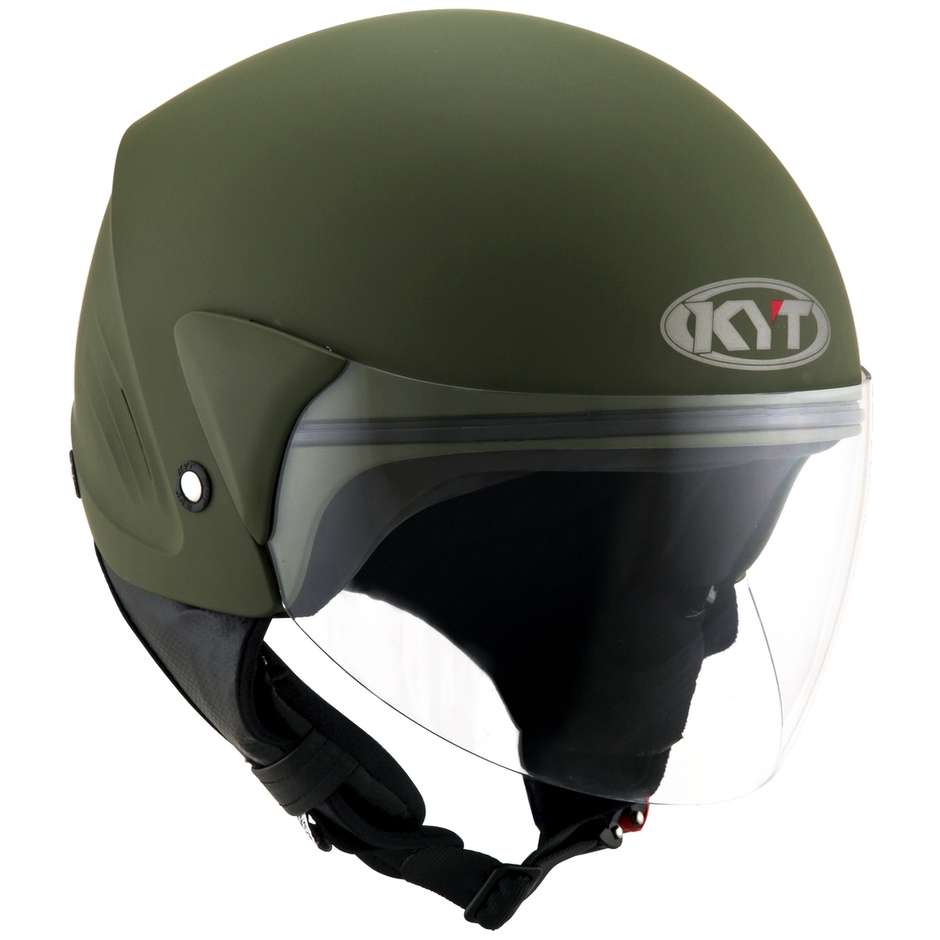 Motorcycle Helmet Jet KYT COUGAR PLAIN ARMY Matt Green