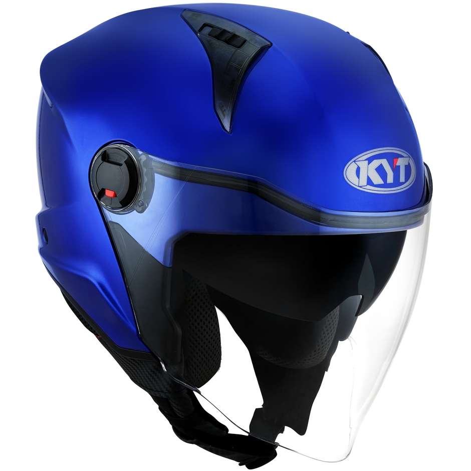 Motorcycle Helmet Jet KYT D-CITY PLAIN Blue METAL