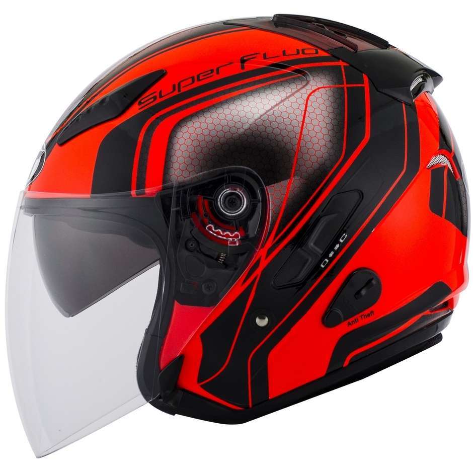Motorcycle Helmet Jet KYT HELLCAT SUPERFLUO Red