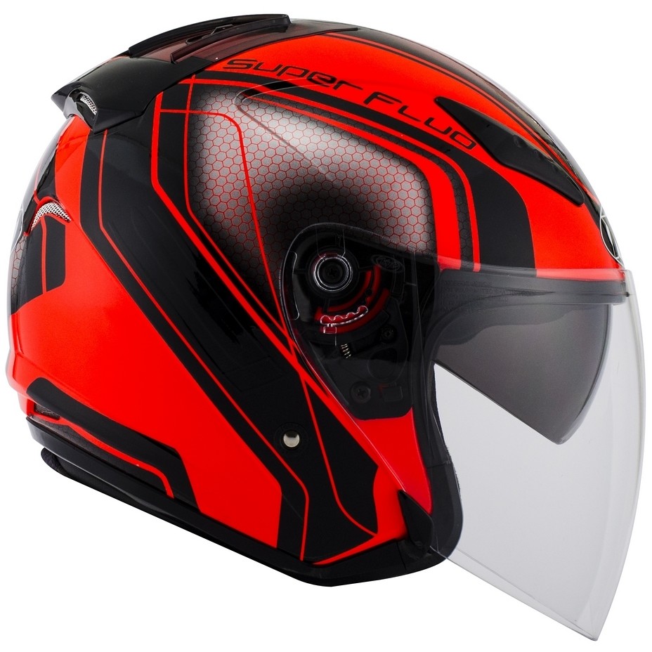 Motorcycle Helmet Jet KYT HELLCAT SUPERFLUO Red