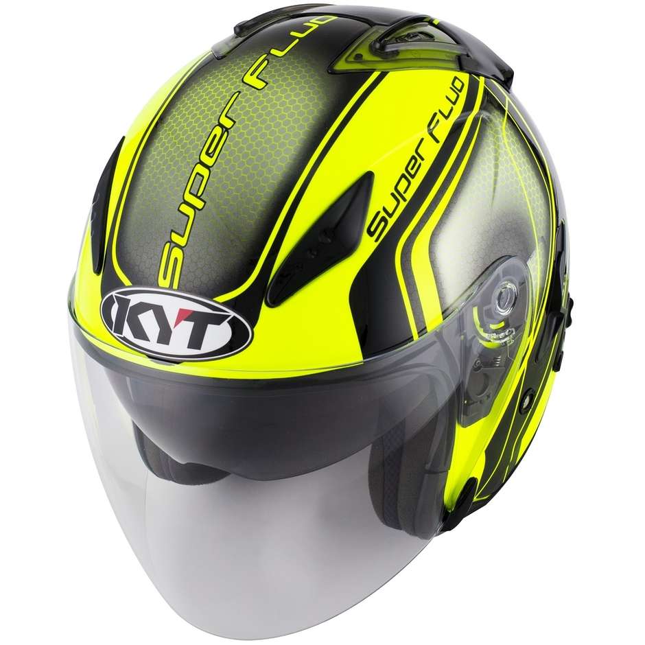 Motorcycle Helmet Jet KYT HELLCAT SUPERFLUO Yellow