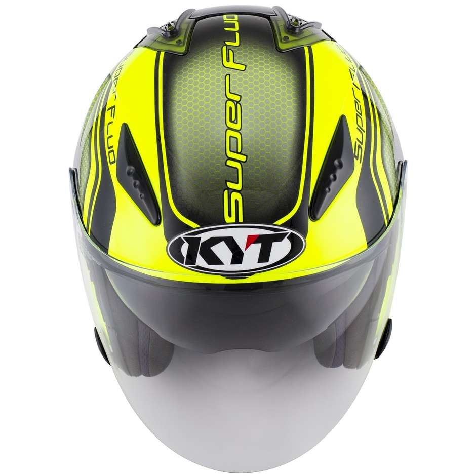 Motorcycle Helmet Jet KYT HELLCAT SUPERFLUO Yellow