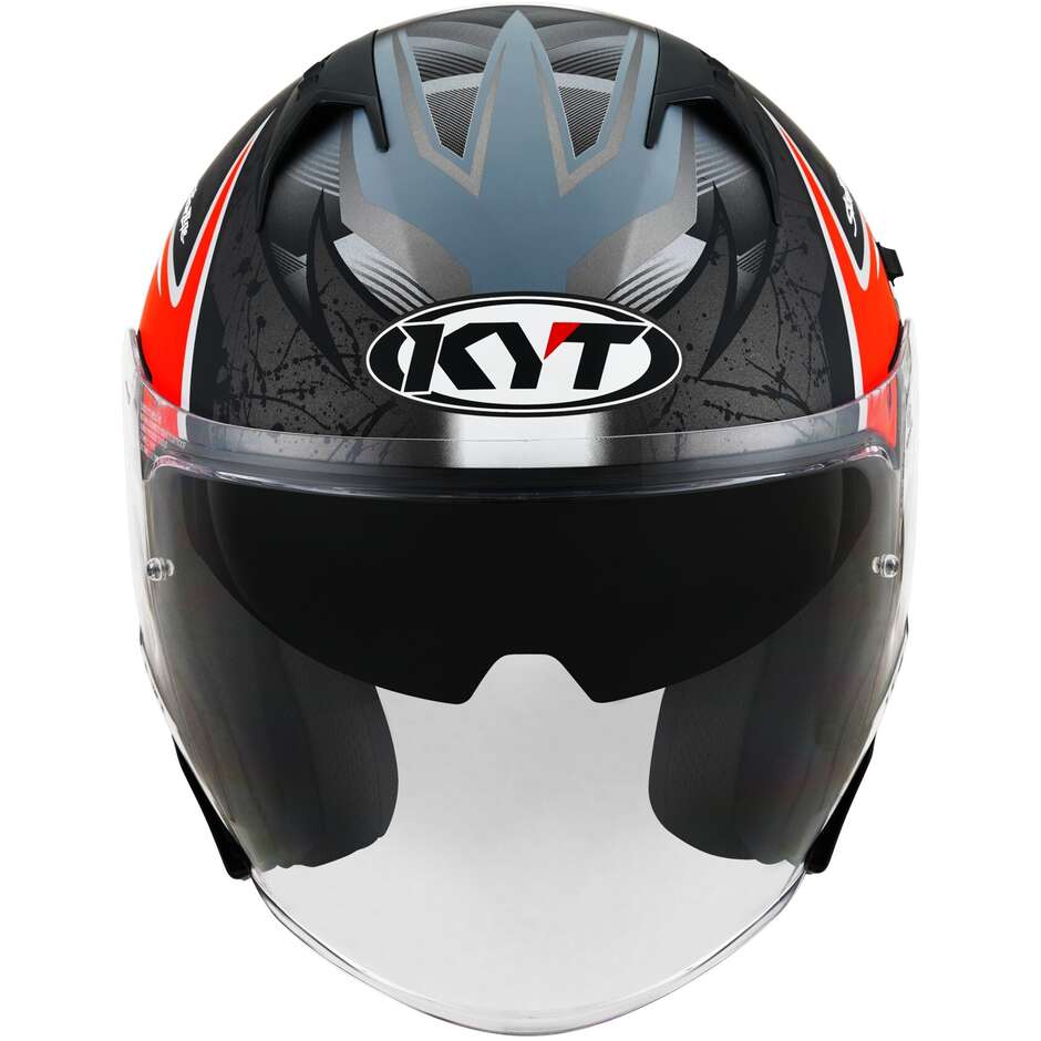 Motorcycle Helmet Jet Kyt NF-J ATTITUDE Anthracite Matt Red
