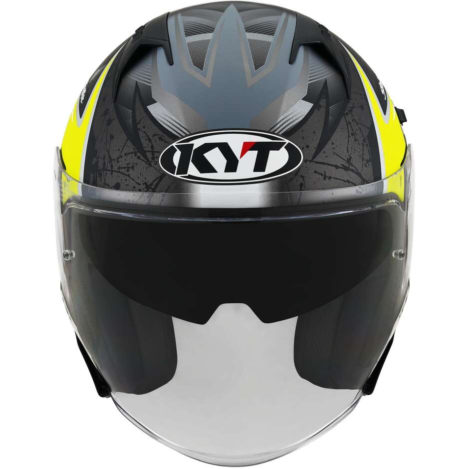 Motorcycle Helmet Jet Kyt NF-J ATTITUDE Anthracite Matt Yellow