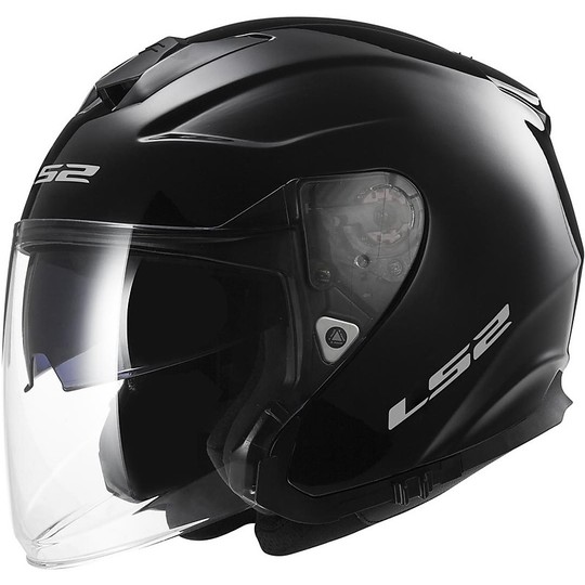 Motorcycle Helmet Jet LS2 OF521 Double Visor Infinity Mono Gloss Black