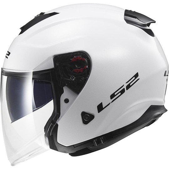 Motorcycle Helmet Jet LS2 OF521 Double Visor Infinity Mono White