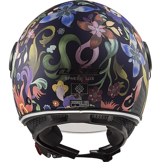 Motorcycle Helmet Jet LS2 OF558 SPHERE LUX Bloom Black Pink + Dark Visor