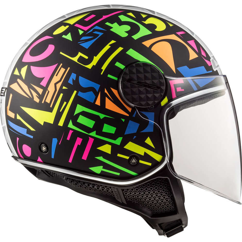 Motorcycle Helmet Jet LS2 OF558 SPHERE LUX Crisp Black Yellow Fluo + Dark Visor
