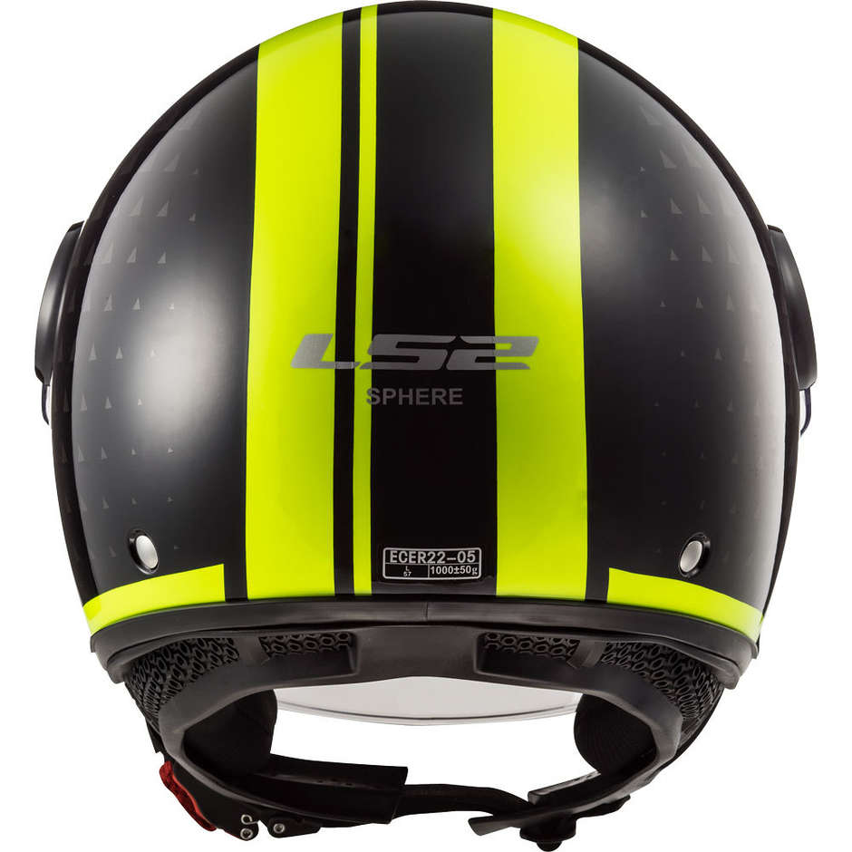 Motorcycle Helmet Jet LS2 OF558 SPHERE LUX Crush Black Yellow Fluo + Dark Visor