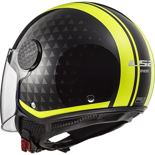 Motorcycle Helmet Jet LS2 OF558 SPHERE LUX Crush Black Yellow Fluo + Dark Visor