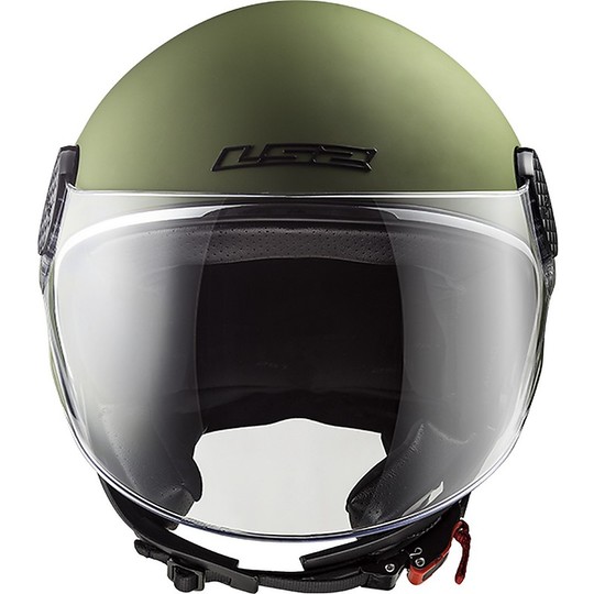 Motorcycle Helmet Jet Ls2 OF558 SPHERE LUX Solid Matt Green + Smoky visor
