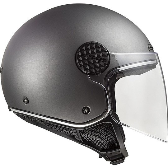 Motorcycle Helmet Jet Ls2 OF558 SPHERE LUX Solid Matt Titanium + Smoked Visor
