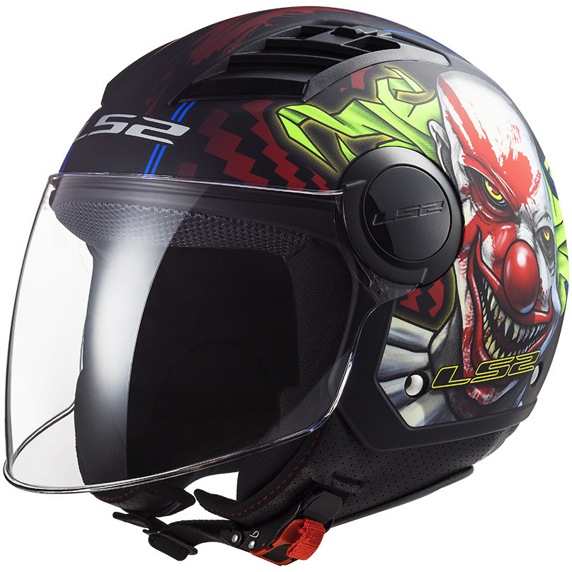 Motorcycle Helmet Jet Ls2 OF562 AIRFLOW HAPPY DREAM Matt Black Red