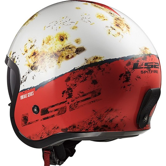 Motorcycle Helmet Jet LS2 OF599 SPITFIRE Rust White Red