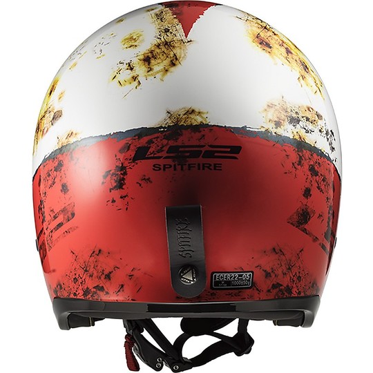 Motorcycle Helmet Jet LS2 OF599 SPITFIRE Rust White Red