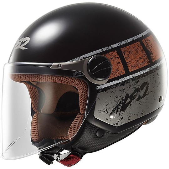 Motorcycle Helmet Jet LS2 OFF 560 Rook Black / Orange