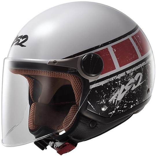 Motorcycle Helmet Jet LS2 OFF 560 Rook White / Red