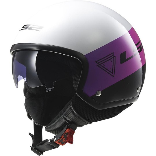 Motorcycle Helmet Jet LS2 OFF 561 Beat Wave Pink Fluo