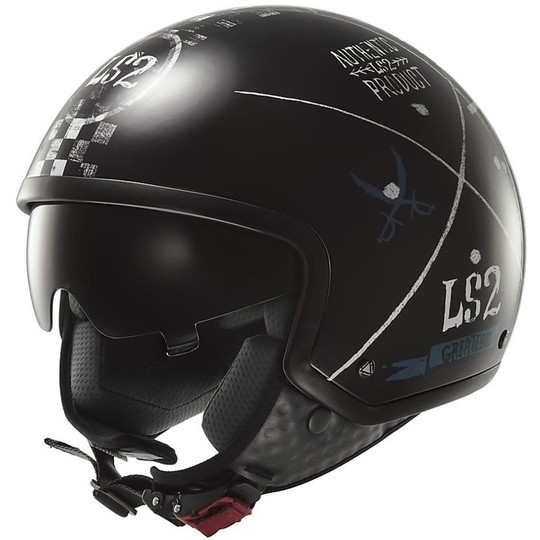 Motorcycle Helmet Jet LS2 OFF 561 Greatest Black Wave