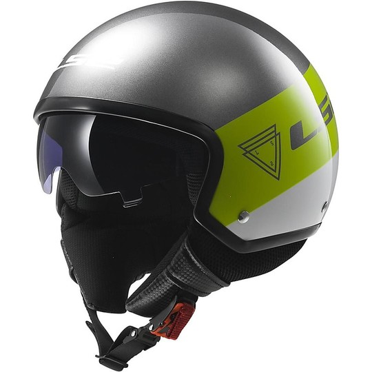 Motorcycle Helmet Jet LS2 OFF 561 Wave Beat Green Fluo