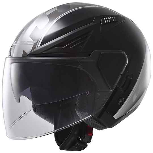 Motorcycle Helmet Jet LS2 OFF 586 Bishop Atom Black Titanium