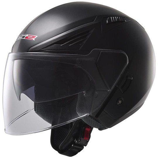 Motorcycle Helmet Jet LS2 OFF 586 Bishop Solid Gloss Black
