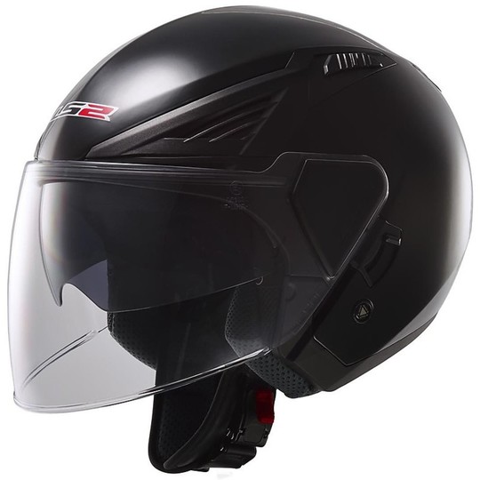 Motorcycle Helmet Jet LS2 OFF 586 Solid Black Matt Bishop