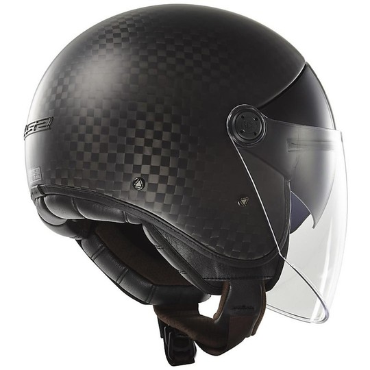Motorcycle Helmet Jet LS2 OFF 597 Cabrio Carbon Fiber