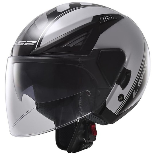 Motorcycle Helmet Jet LS2 OFF Atom 586 Bishop White / Black